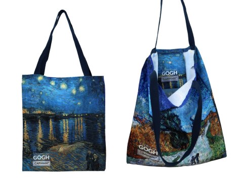 Torba na ramię zakupowa - V. van Gogh, Droga z cyprysem + Gwiaździsta Noc (CARMANI)