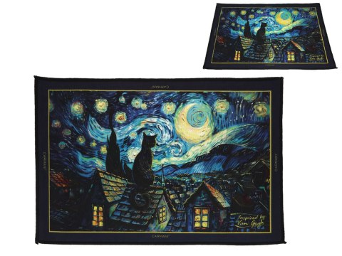 Dywanik do sypialni - Inspirowany V. van Gogh, Gwiaździsta Noc i Koty (CARMANI)