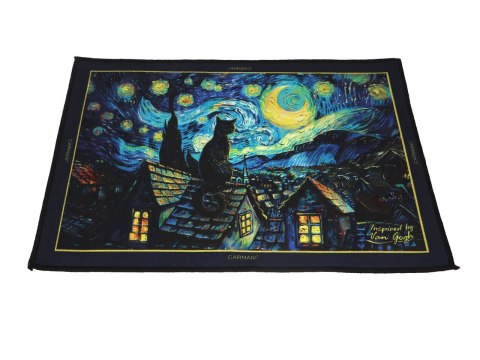Dywanik do sypialni - Inspirowany V. van Gogh, Gwiaździsta Noc i Koty (CARMANI)