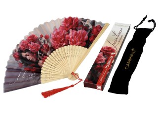 Wachlarz czerwone kwiaty - L. Lozano, Lady's Floral Symphony (CARMANI)