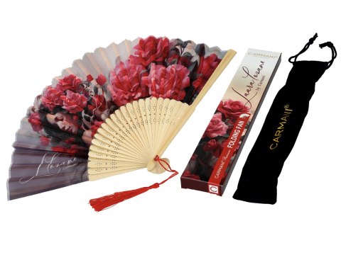 Wachlarz czerwone kwiaty - L. Lozano, Lady's Floral Symphony (CARMANI)