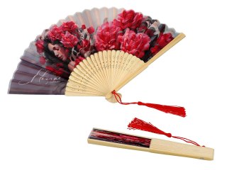 Wachlarz czerwone kwiaty - L. Lozano, Lady's Floral Symphony (CARMANI)