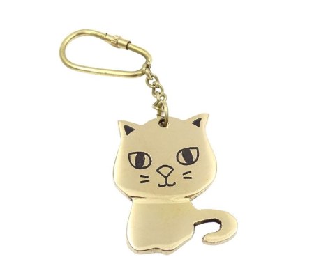 Brelok mosiężny do kluczy Kotek