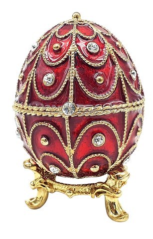 Ekskluzywna metalowa szkatułka z kryształkami na pierścionek - Jajo Fabergé