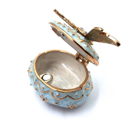 Metalowe pudełeczko prezentowe z kryształkami na pierścionek - Ważka