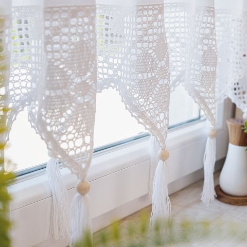 Markizeta RACHELA Zazdrostka gotowa z ażurem, 100x45cm, kolor biały