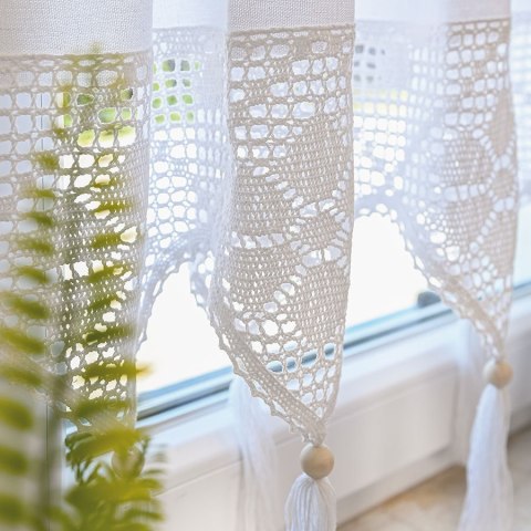 Markizeta RACHELA Zazdrostka gotowa z ażurem, 100x45cm, kolor biały