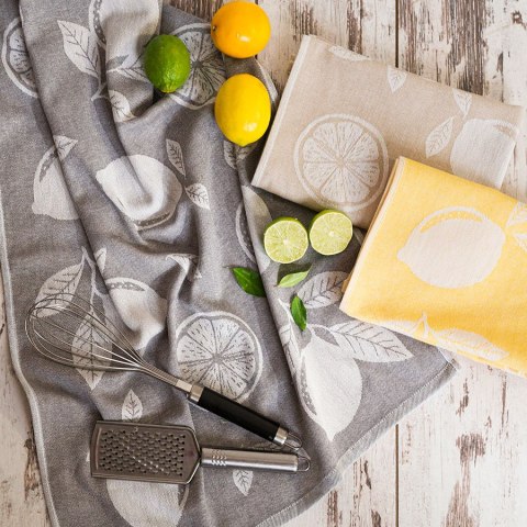 CYTRYNKA Ścierka kuchenna bawełniana, rozmiar 50x70cm, kolor szary