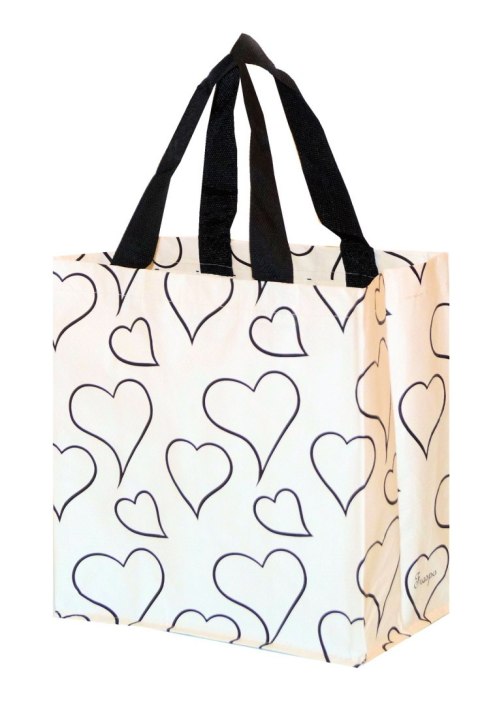 Ekologiczna torba SERDUSZKA 10L MINI biało-czarne