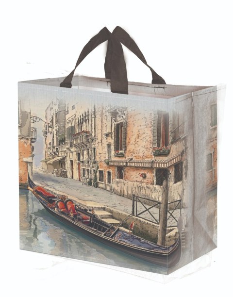 Torba zakupowa duża ekologiczna Wenecja srebrna 33l