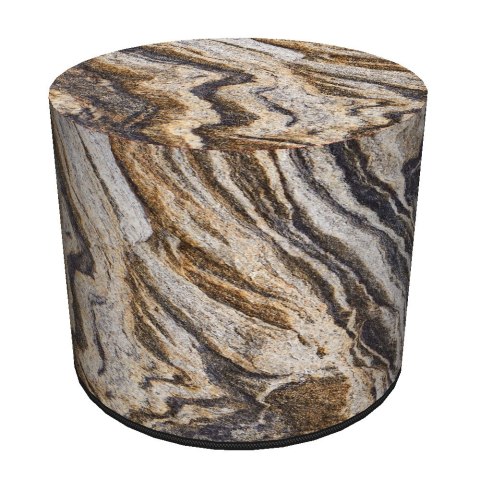 Okrągła pufa welurowa Bertoni typu walec z nadrukiem Montana kamień