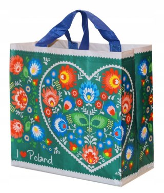 Torba na zakupy FOLKLOR SERCE malachitowa 24L