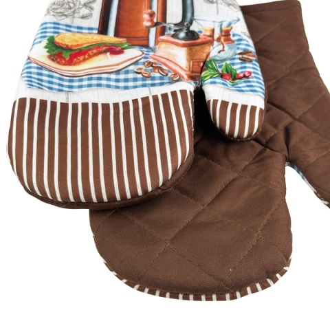 Rękawice Kuchenne z Magnesem Coffee kawiarka, młynek do kawy