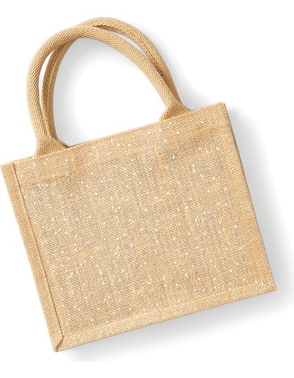 Torba z juty Mini Gift Natural Shimmer z nitką w złotym kolorze