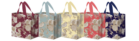 Torba zakupowa PTASZKI ZŁOTE bordowa, mała 10L