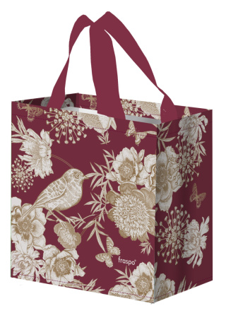 Torba zakupowa PTASZKI ZŁOTE bordowa, mała 10L