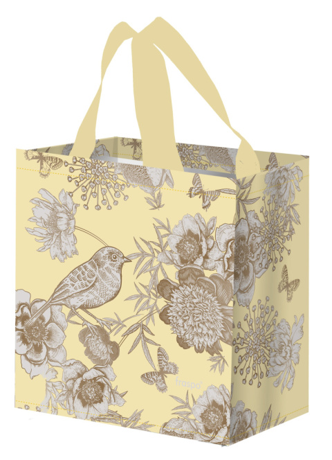 Torba zakupowa PTASZKI ZŁOTE kremowa, mała 10L