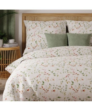 Komplet pościeli z satyny bawełnianej w kolorowe listki wawrzynu 160x200