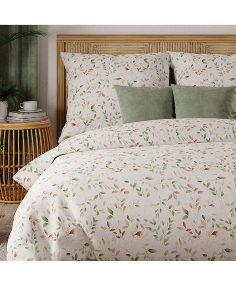 Komplet pościeli z satyny bawełnianej w kolorowe listki wawrzynu 160x200