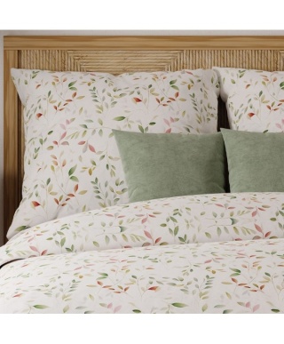 Komplet pościeli z satyny bawełnianej w kolorowe listki wawrzynu 160x200