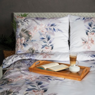 Komplet pościeli z satyny bawełnianej w kwiaty orchidei 160x200