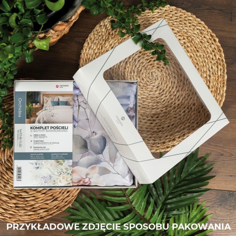 Komplet pościeli z satyny bawełnianej w kwiaty orchidei 160x200