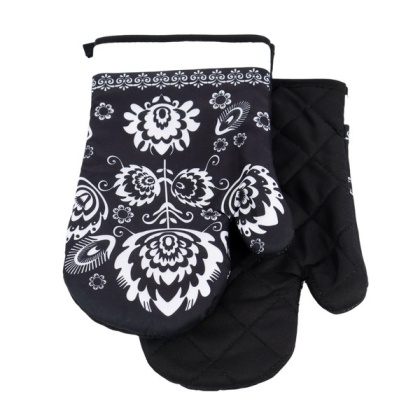 Rękawice Kuchenne z Magnesem FOLK czarno-białe