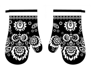 Rękawice Kuchenne z Magnesem FOLK czarno-białe