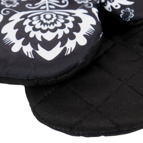 Rękawice Kuchenne z Magnesem FOLK czarno-białe