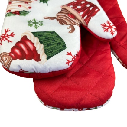 Rękawice Kuchenne z Magnesem zimowy motyw - lewa, prawa