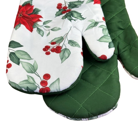 Rękawice Kuchenne z Magnesem elegancki zimowy motyw - lewa, prawa