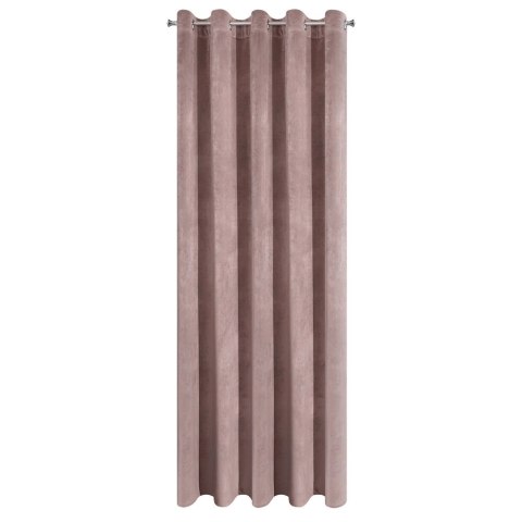 Zasłona welwetowa jednokolorowa kółka VILLA 140x250 pudrowy róż