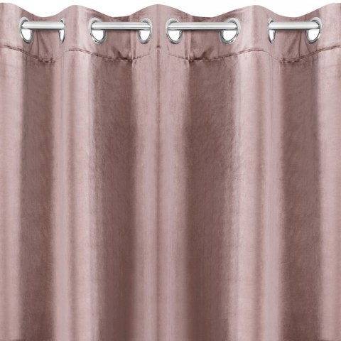 Zasłona welwetowa jednokolorowa kółka VILLA 140x250 pudrowy róż