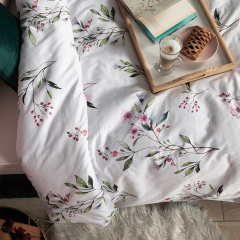 Komplet pościeli z satyny bawełnianej z motywem kwitnącej wiśni 160x200cm