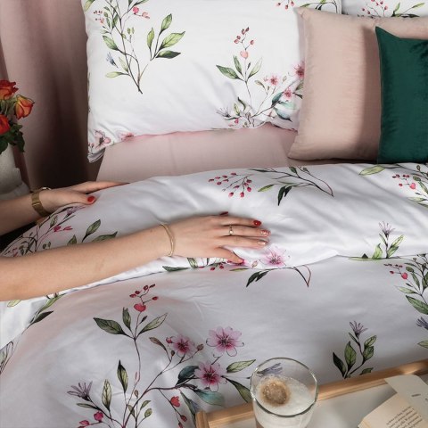 Komplet pościeli z satyny bawełnianej z motywem kwitnącej wiśni 160x200cm