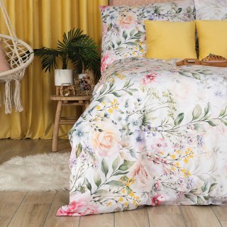 Komplet pościeli z satyny bawełnianej w wiosenne kwiaty- peonie, róże... 160x200cm