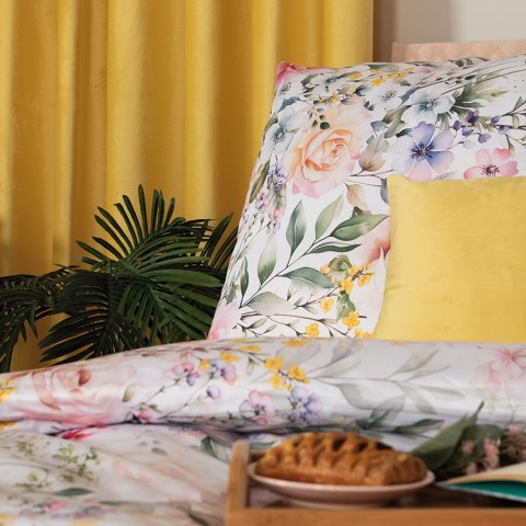 Komplet pościeli z satyny bawełnianej w wiosenne kwiaty- peonie, róże... 160x200cm