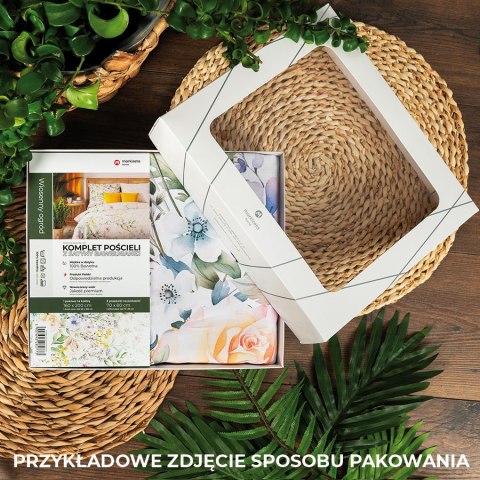 Komplet pościeli z satyny bawełnianej w wiosenne kwiaty- peonie, róże... 160x200cm