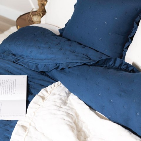 WERONA Narzuta dekoracyjna z falbaną, 170x210cm, niebieski