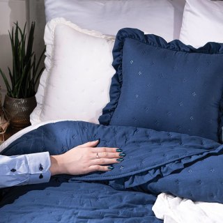 WERONA Narzuta dekoracyjna z falbaną Markizeta, 220x240cm, niebieski